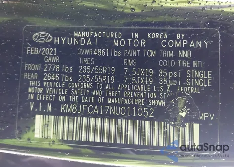 2022 Hyundai Tucson Hybrid Sel Convenience z USA, uszkodzony, nr VIN KM8JFCA17NU011052